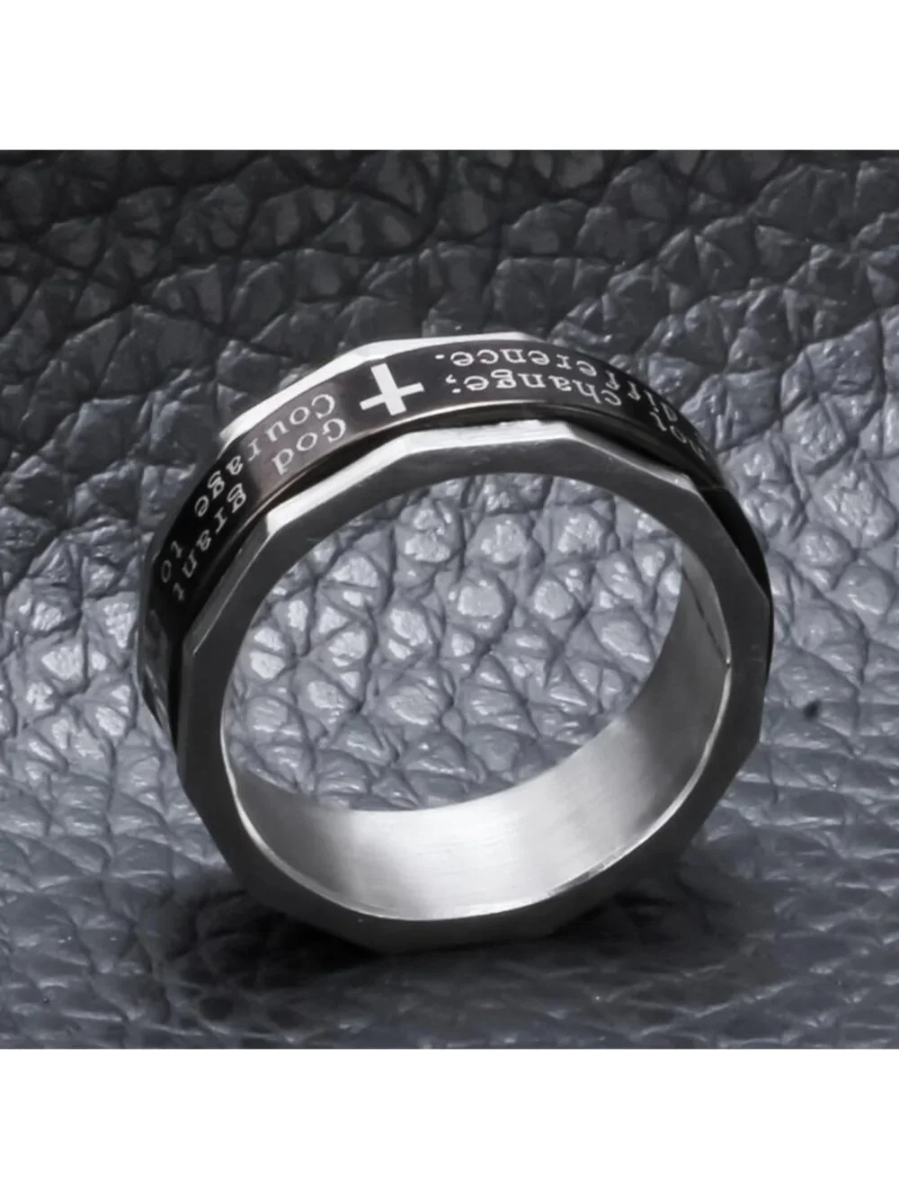 Engraved Serenity Prayer Spinner Ring - Titanium Steel Faith Jewelry for All